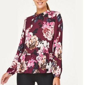 Loft Outlet BOUQUET MIXED MEDIA PEPLUM TOP M